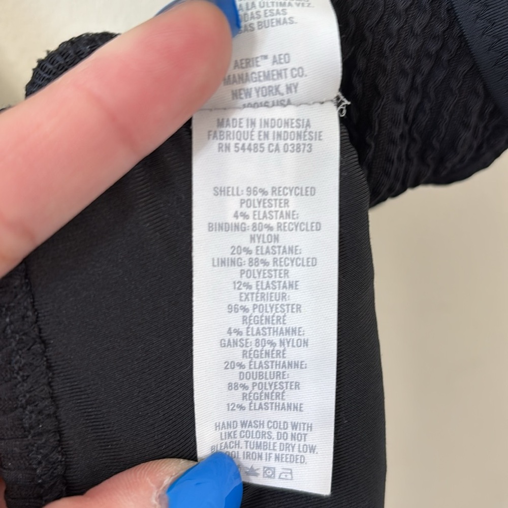 Aerie Crinkle Scoop Full Coverage One Piece Black Bathing Suit Size XL - Picture 12 of 12